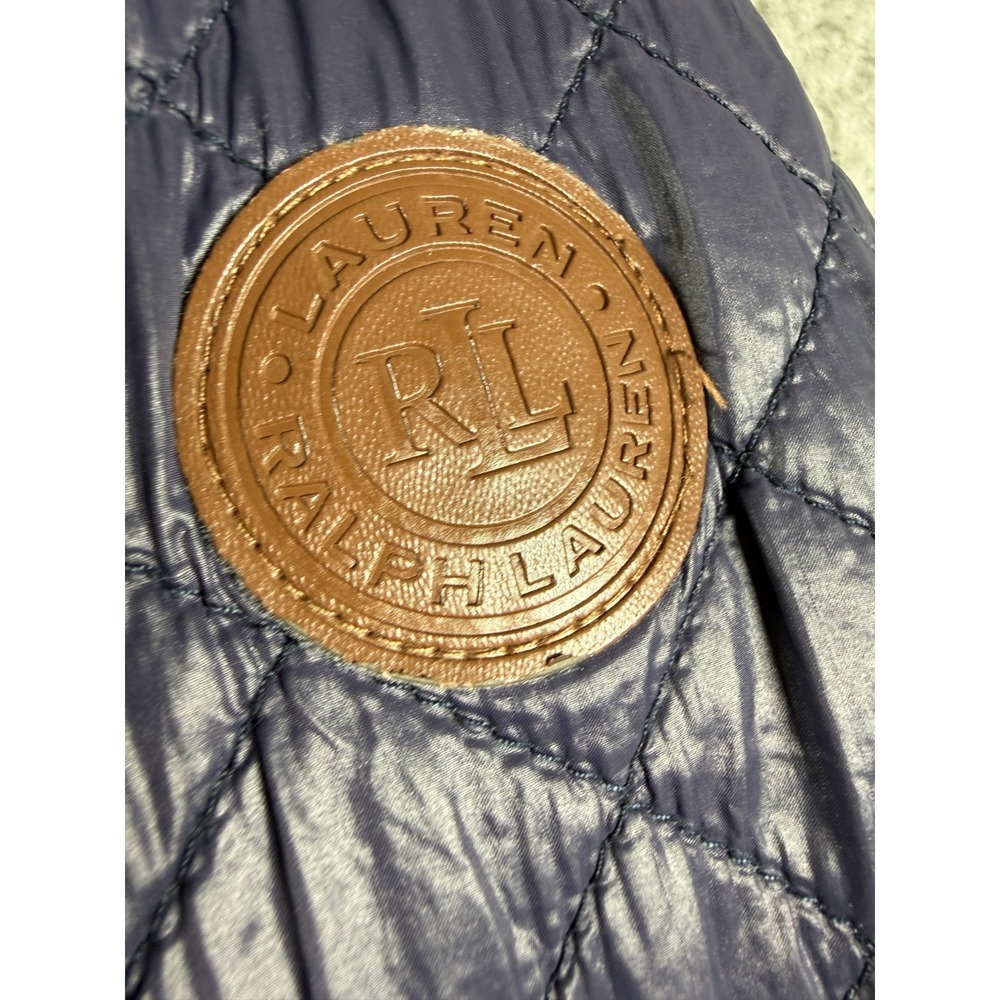 Lauren Ralph Lauren Lightweight Puffer Jacket Quilted sleeves Womens L Navy Blue - Picture 7 of 8